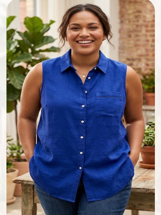 Chico's Tops - Chico's Sleeveless Button-Front Top in Royal Blue